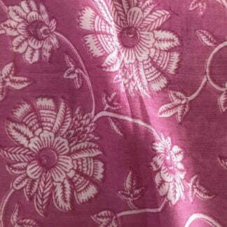 white florals brick pink viscose muslin fabric