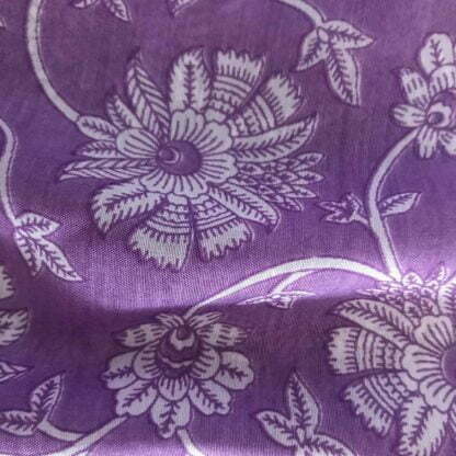 white florals purple viscose muslin fabric
