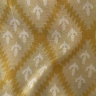 white leaf golden brown diamond viscose muslin fabric