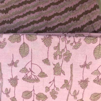 green floral pink cotton fabric combo