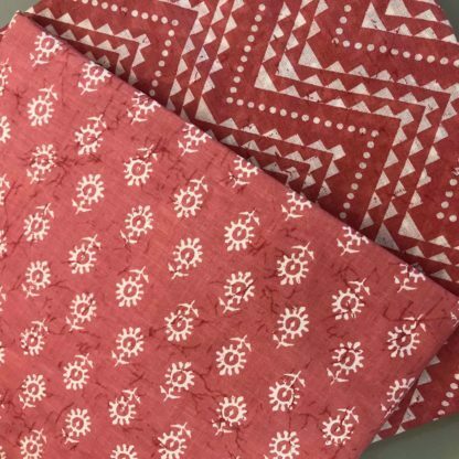 white floral brick red cotton fabric combo