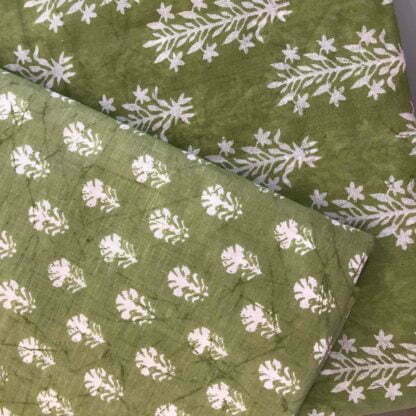 white floral green cotton fabric combo