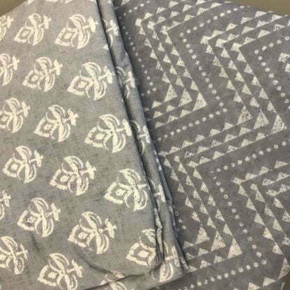 white floral grey cotton fabric combo