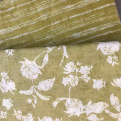 white florals green cotton fabric combo