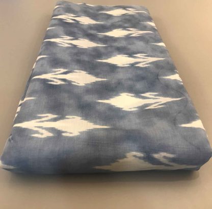 ikkat blue white muslin silk fabric