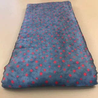 red dots modal silk blue fabric