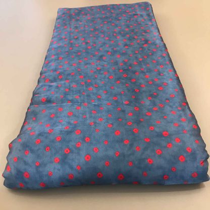 red dots modal silk blue fabric