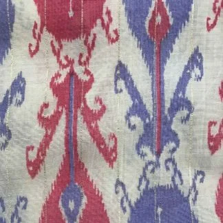 red blue ikkat lurex fabric