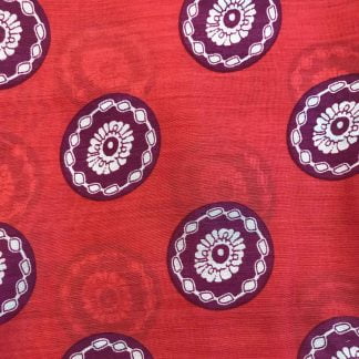 violet circles red muslin fabric