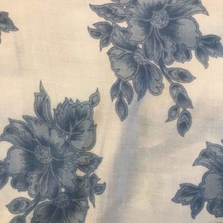 dark blue florals muslin silk fabric