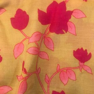 dark pink florals golden brown muslin silk fabric