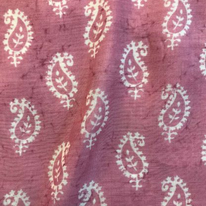 white motif pastel red pink muslin silk fabric
