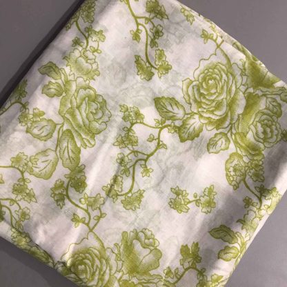 green florals cream muslin silk fabric