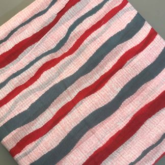 red grey stripes peach muslin silk fabric