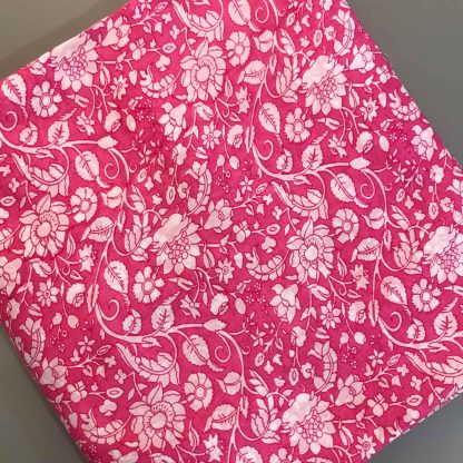 white florals pink muslin fabric
