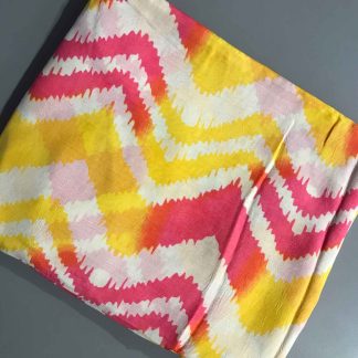 yellow pink chevron muslin silk fabric