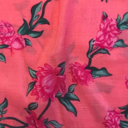 pink roses peach pink muslin silk fabric