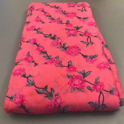 pink roses peach pink muslin silk fabric
