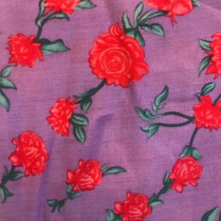 red roses violet muslin silk fabric