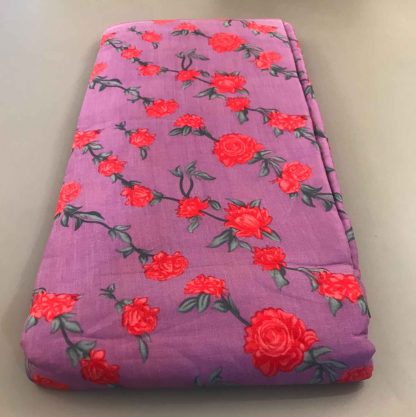 red roses violet muslin silk fabric