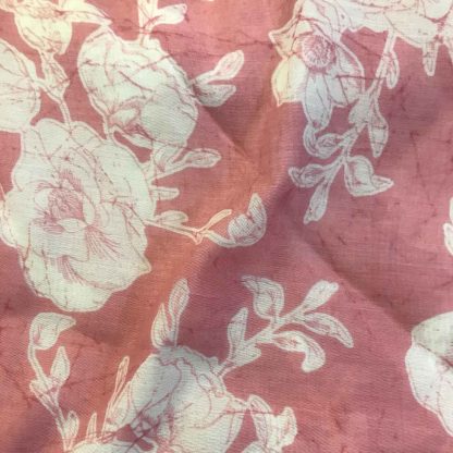 white florals rose pink muslin silk fabric