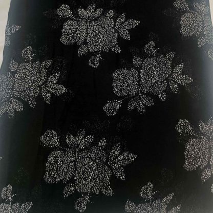 White Dots Charcoal Black Georgette Fabric