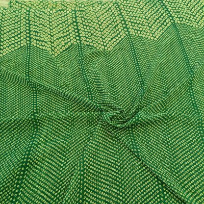 bandhej dots green poly georgette fabric