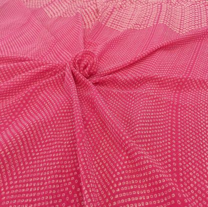 bandhej dots pink poly georgette fabric