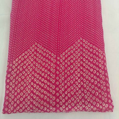 bandhej dots pink poly georgette fabric