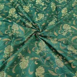 golden foil olive green poly chanderi fabric