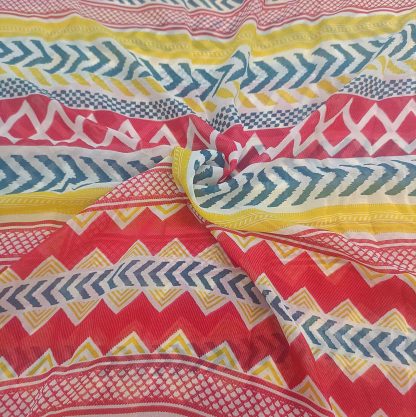 multi color stripes poly georgette fabric