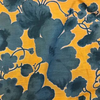 blue florals yellow muslin silk fabric