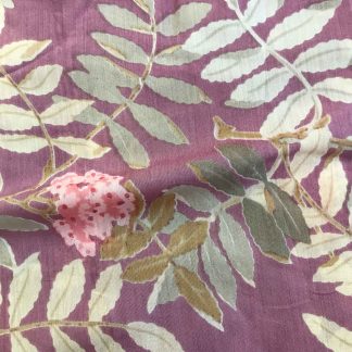 florals leaves subtle purple muslin silk fabric