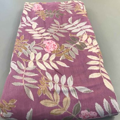 florals leaves subtle purple muslin silk fabric