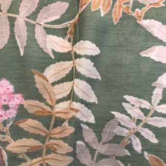 leaves florals green muslin silk fabric