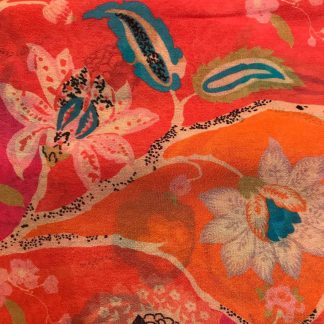 peach orange florals print chiffon fabric