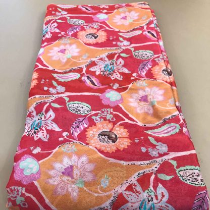 pink orange floral chiffon fabric