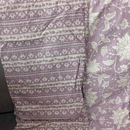 Floral Stripes Lavender Cotton Fabric Combo