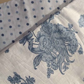 Blue Florals & Dots Cotton Fabric Combo