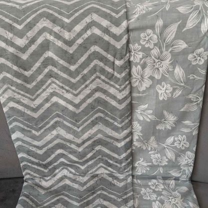 Florals & Chevron Gray Cotton Fabric Combo