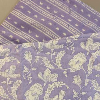 Florals & Stripes Lavender Cotton Fabric Combo