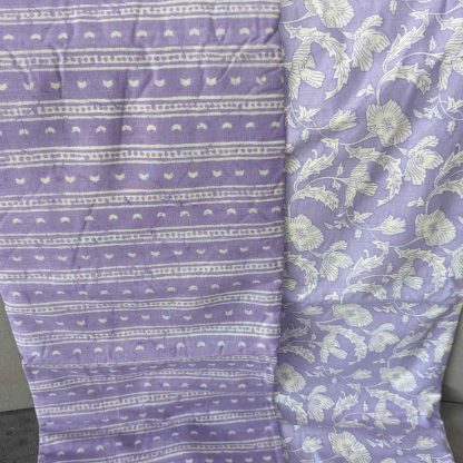 Florals & Stripes Lavender Cotton Fabric Combo