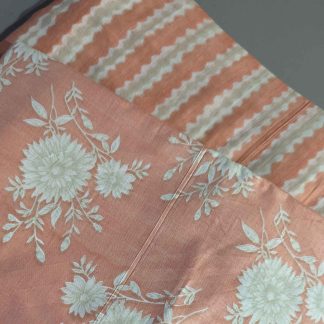 Florals & Stripes Peach Orange Cotton Fabric Combo