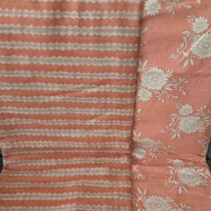 Florals & Stripes Peach Orange Cotton Fabric Combo