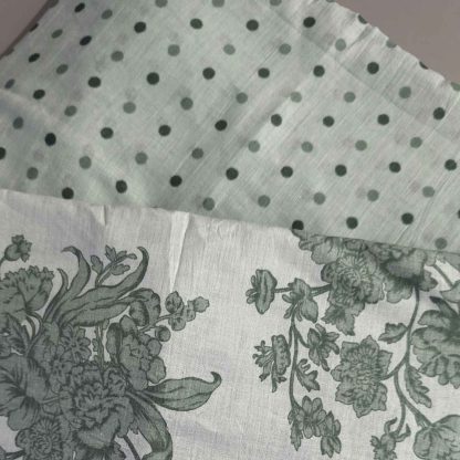 Green Florals & Dots Cotton Fabric Combo