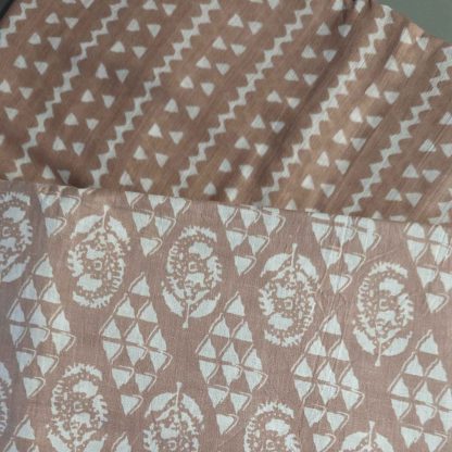 Motifs & Stripes Brown Cotton Fabric Combo