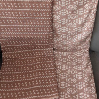 Motifs & Stripes Brown Cotton Fabric Combo