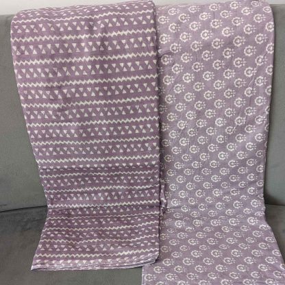 Motifs & Stripes Lavender Cotton Fabric Combo