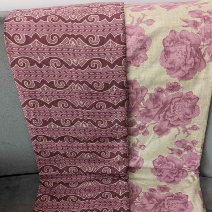 Pink Florals & Stripes Cream Cotton Fabric Combo