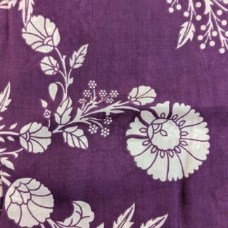 white florals violet muslin silk fabric